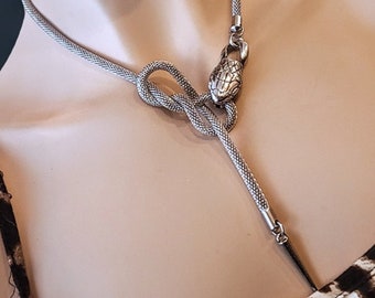 Silver Snake Chain Ouroboros Handmade Snake Necklace - Perfect snake jewelry & unique statement necklace gift for her, waterproof