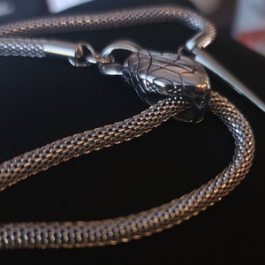 Silver Snake Chain Ouroboros Handmade Snake Necklace Perfect snake jewelry & unique statement necklace gift for her, waterproof image 7