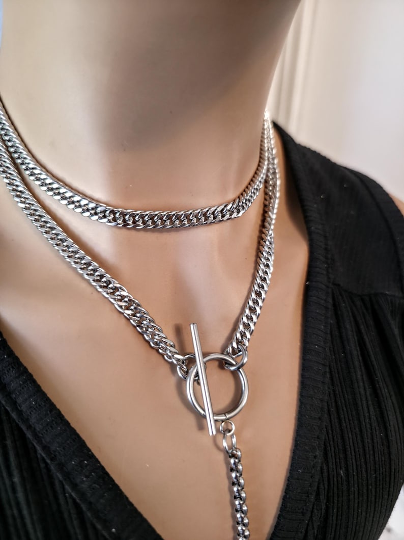 Goth Punk Spike Adjustable Wrap Y Toggle Necklace - Wrapping Stacked Jewelry, Waterproof image 10