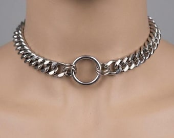 Chunky O-Ring-Tageshalsband für Herren: Edelstahlhalsband, Verschlussoptionen