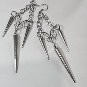 Surgical steel Gothic Spike Funky Dangle Earrings Pair / handmade jewelry gift for her, punk jewelry, spike earrings