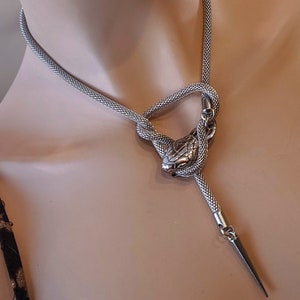 Silver Snake Chain Ouroboros Handmade Snake Necklace Perfect snake jewelry & unique statement necklace gift for her, waterproof image 3