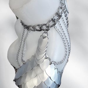 Metal Silver Shoulder Armor, Fantasy Scalemail Dragon Scale Womens Armor, Royal Fae Gala Fairytale Costume, Viking, Fairy Cosplay, Bookish