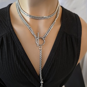 Goth Punk Spike Adjustable Wrap Y Toggle Necklace - Wrapping Stacked Jewelry, Waterproof