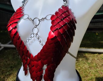Drachenreiter Rote Brustpanzer Korsett Rüstung, Fantasy Scalemail Damen Rüstung, Feen Kostüm, Feen Kostüm, Cosplay