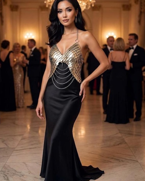 metal scale dress Scale mail metal GOLD DRESS