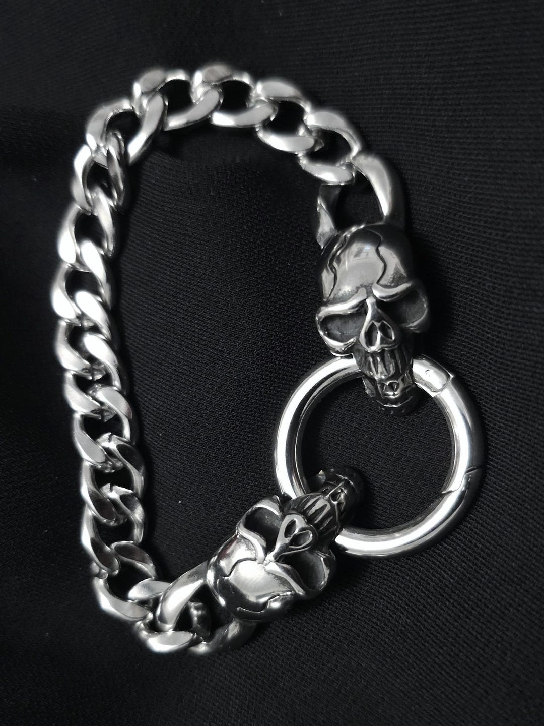 Skull Clasp Stainless Steel Goth Punk Bracelet - Gothic Hardcore