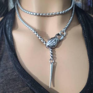 Chunky Snake Steel Medusa Wrap Necklace: Goth Ouroboros Chain Jewelry