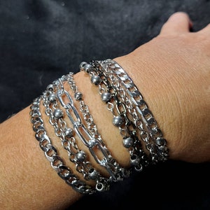 Layered Multi-strand Steel Bracelet This Punk Style or Alt - Etsy