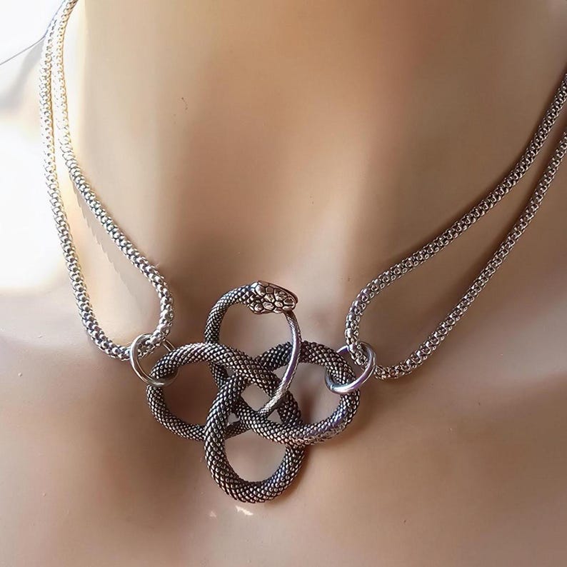 Medusa Ouroboros Snake Chain Necklace: Goth Punk Feminist Steel Jewelry