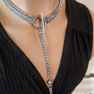 Goth Punk Spike Adjustable Wrap Y Toggle Necklace - Wrapping Stacked Jewelry, Waterproof image 5
