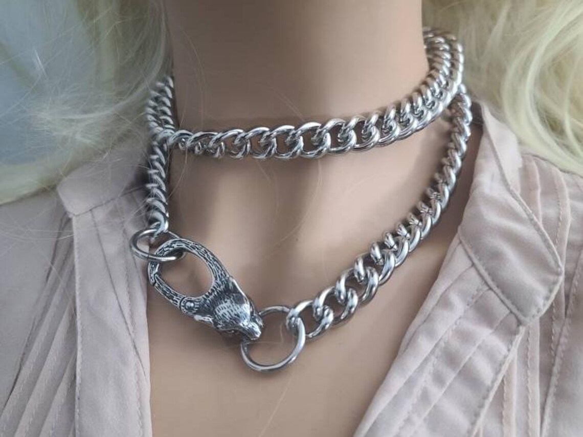 Lion Helm Chain Choker: Norse Gothic Layered Necklace - Etsy
