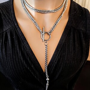 Goth Punk Spike Adjustable Wrap Y Toggle Necklace - Wrapping Stacked Jewelry, Waterproof image 6
