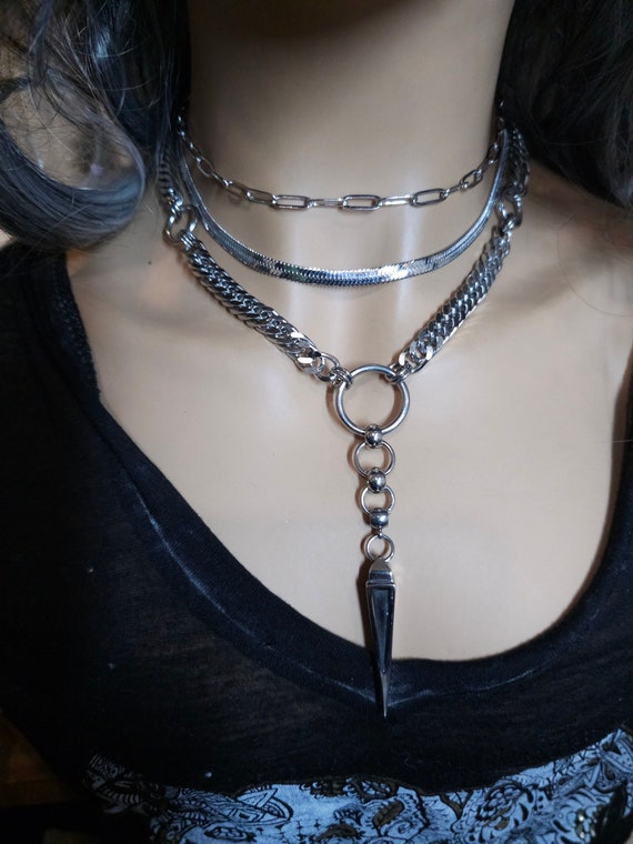 Layered gothic necklace discount