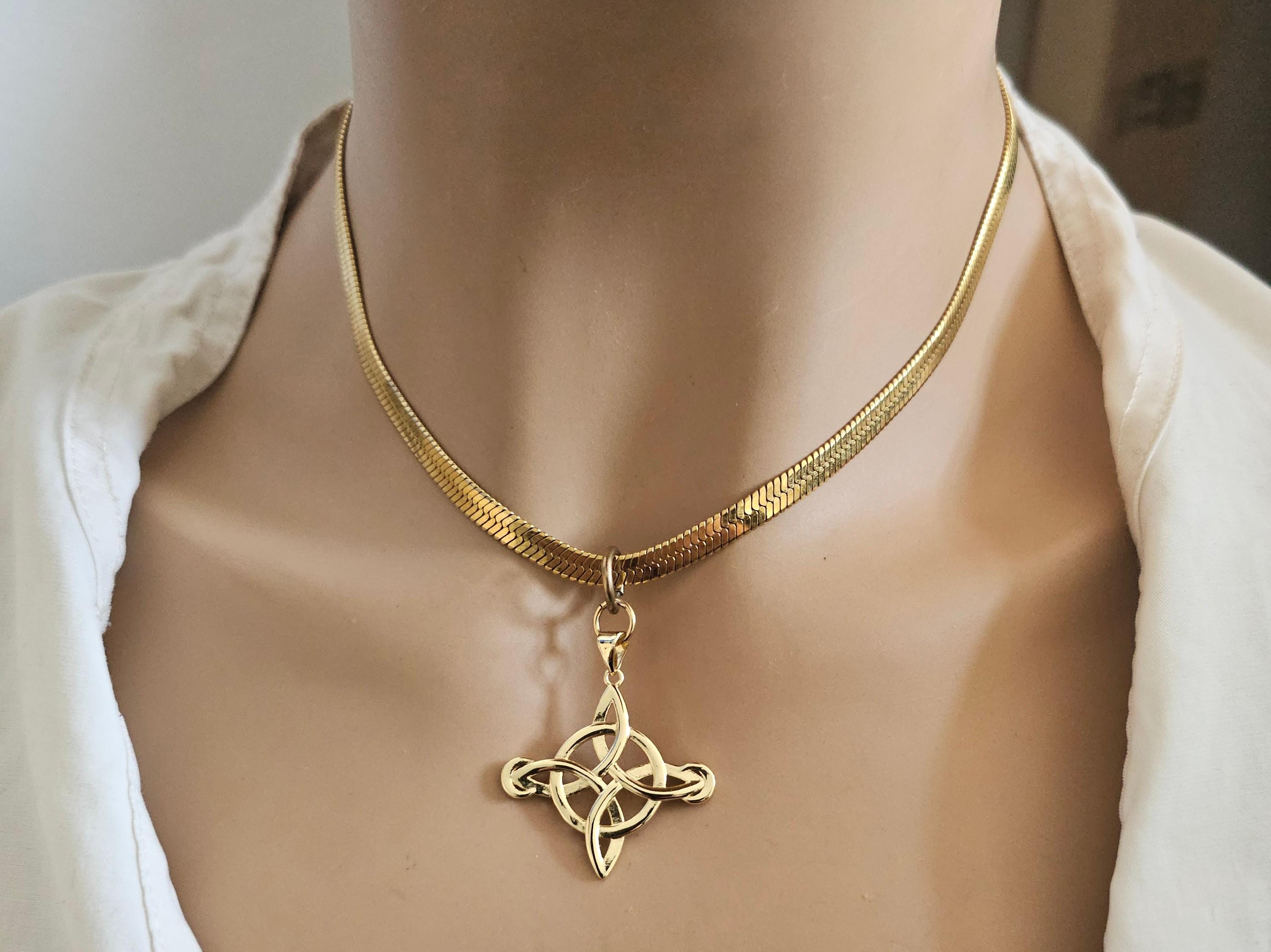 Celtic Witch Knot Eternity Pendant Necklace Protection Jewelry - Witchy Pagan Dark Academia Wicca Aesthetic handmade jewelry gift for her