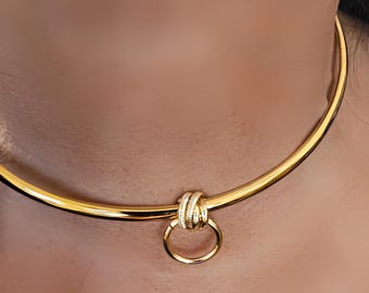 Diskrete Gold Day Collar Starre Halskette mit Permanent Locking Option: Überzogener Stahl