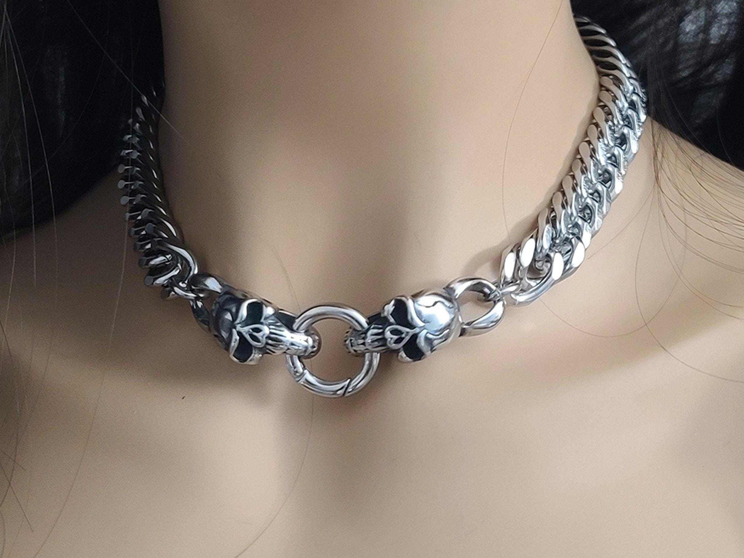 Clyhon Halsband Damen, 2 Stücke PU Leder Gotik Punk Rock Lederhalsband