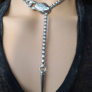 Steel Snake Medusa Necklace, The Ouroboros Chunky Chain Goth Grunge Alt Choker  - Handmade jewelry fidget necklace, punk Waterproof jewelry