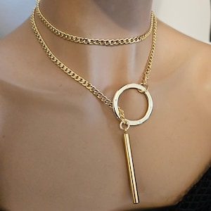 Slip-Kette Diskreter Tageskragen Lariat Wrap Bar Anhänger Halskette | Submissive Style Schmuck, BD Lifestyle ästhetisches Geschenk für sie