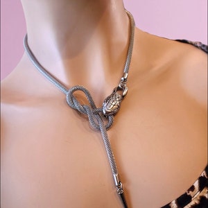 Silver Snake Chain Ouroboros Handmade Snake Necklace Perfect snake jewelry & unique statement necklace gift for her, waterproof image 8