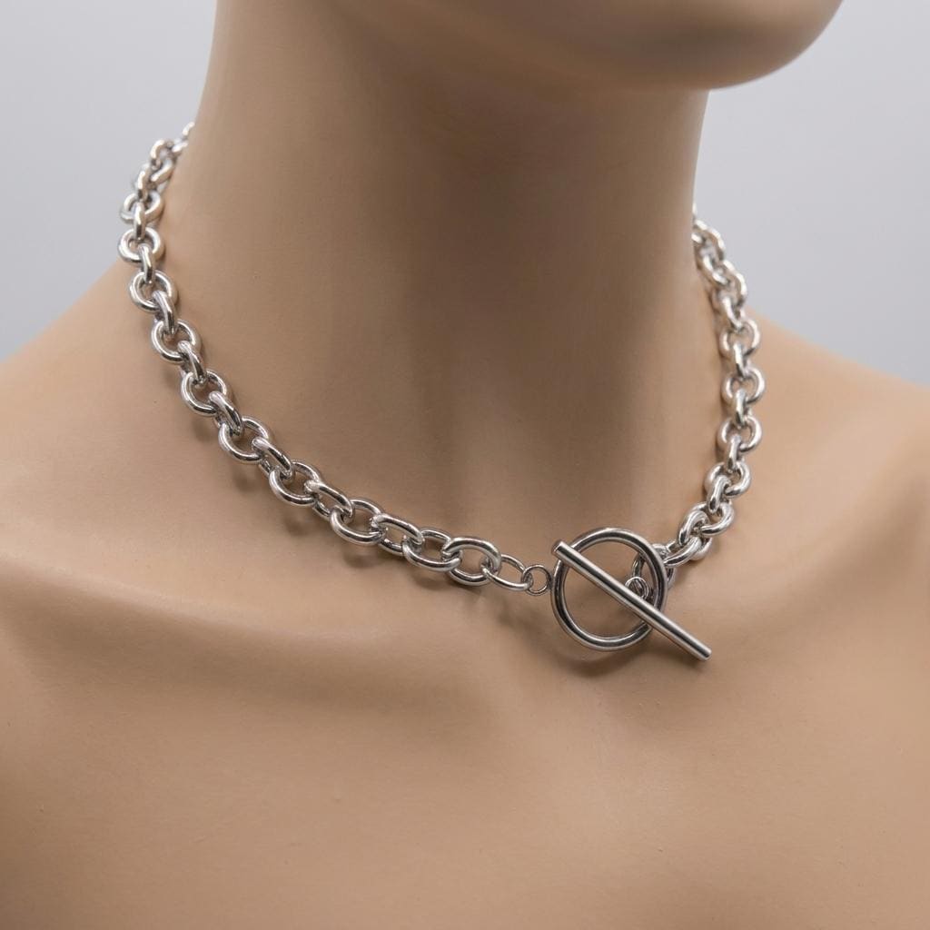 Steel Chunky Stainless Steel Cable Chain Toggle Choker: Waterproof