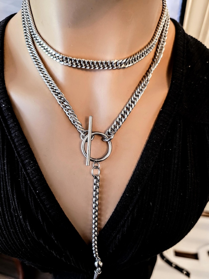 Goth Punk Spike Adjustable Wrap Y Toggle Necklace - Wrapping Stacked Jewelry, Waterproof image 7