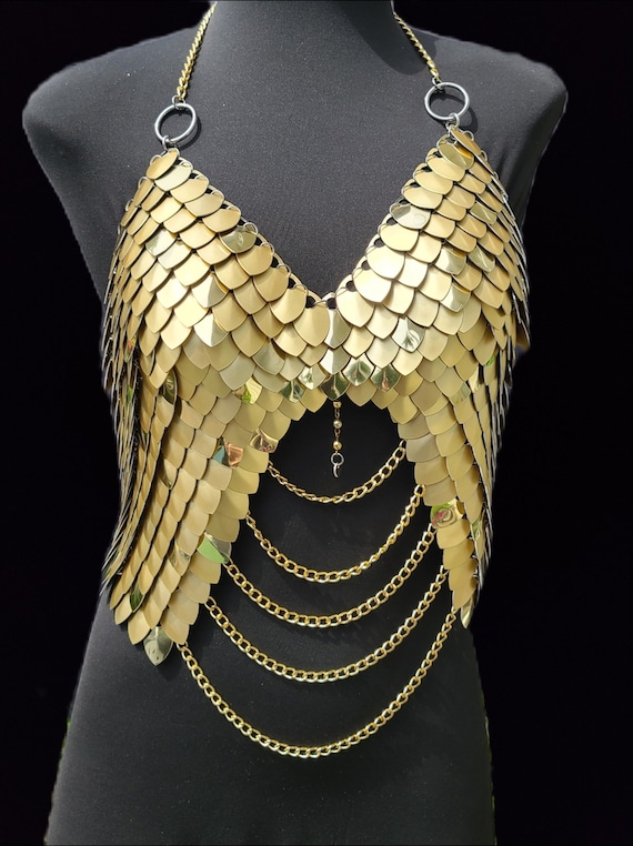 Festival Breastplate Top - Shiny Futuristic Corset For Women Backless Costume