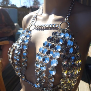 Festival Clothing Rave Chain Crystal Bra Bralette Outfit Sparkle Rhinestone Gem Lingerie - EDM Concert Outfit, Burlesque  costume
