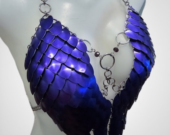 Scalemail Armor Fairy, Viking, Dragon Renaissance Carnival Corset Top Festival Outfit - Chainmail