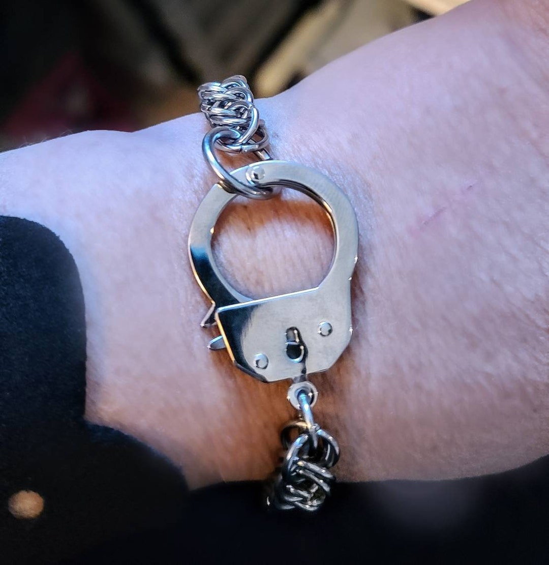 Handcuff Chainmail or Double Link Curb Chain Stainless Steel Bracelet A