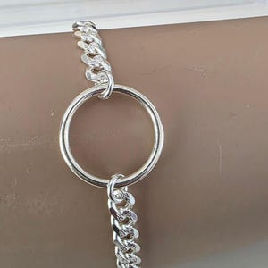 Sterling Silver Masc Style Day Collar O Ring Bracelet with Lock & Key Clasp - Partner Commitment Jewelry