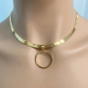 Gouden choker met permanente sluiting - Romantische sieraden voor stellen, symbool van toewijding.