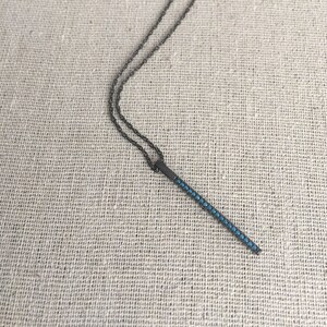 Silver Turquoise Bar Necklace Boho Vintage Style