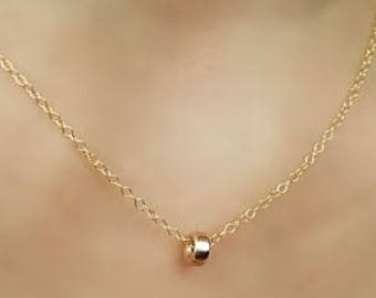 Simple Chic Modern Gold Filled Minimal Minimalist Rose Gold Pendant Charm Accent Chain Necklace Jewelry Gift for Her Girls Women