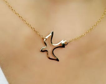 Gold Filled Holy Spirit Dove Necklace, Christian Pendant