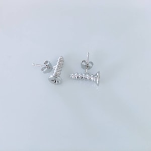 Real Silver Nail Screw shape Earrings