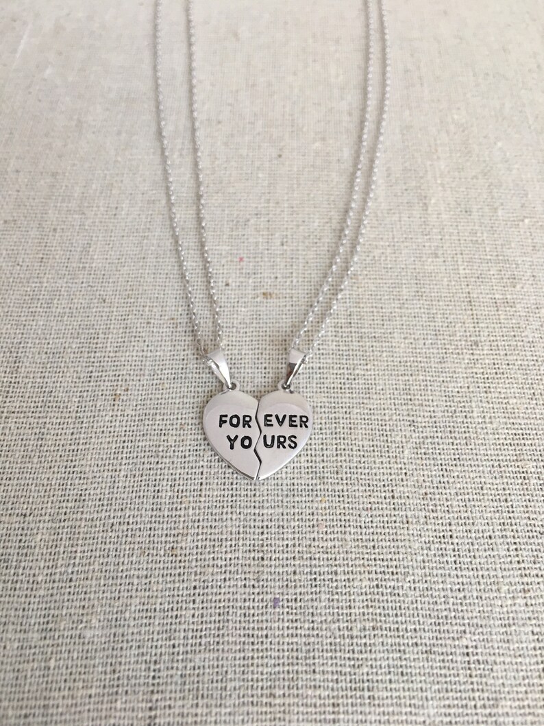 Silver Breakable Heart Necklace Friendship Couple Image 0