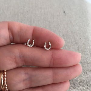 14kt Horse shoe Earrings Dainty Cute Everyday Earrings