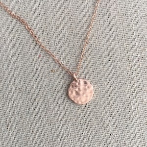 Brushed Hammered Brushed Circle Pandent Rose Gold filled Necklace
