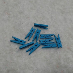 10pc blue mini clothespins, wooden clothespins, clothespins, small painted clothespins, picture display clothespins, baby showers, wreaths
