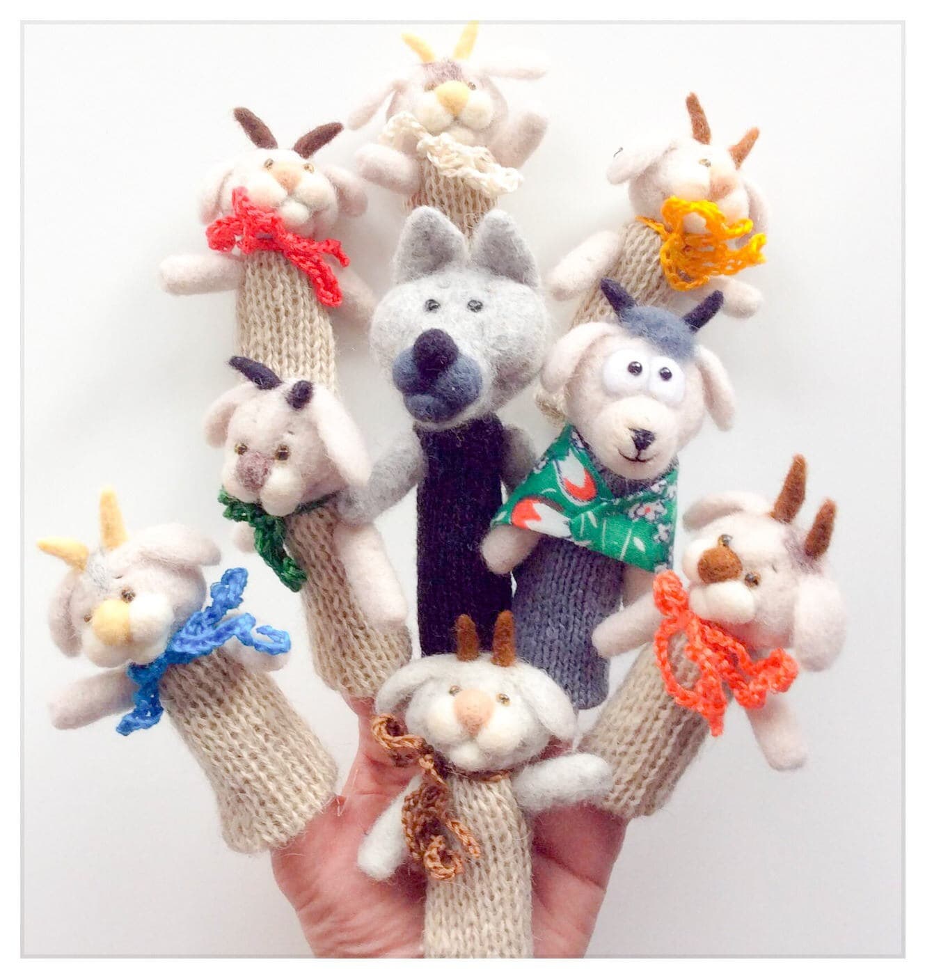 Finger Wool Puppet Set the Wolf and the Seven Goats - Etsy