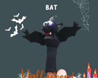 Bewitching Bat wool finger puppet: Halloween collection