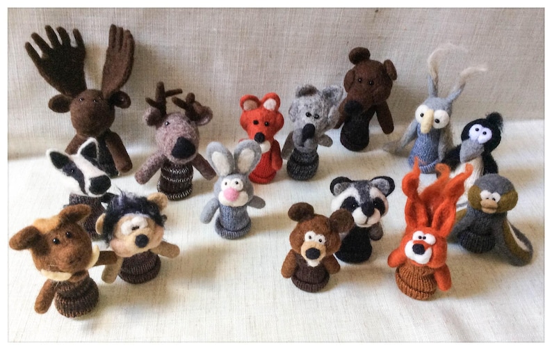 Forest animals wool finger puppets. image 1