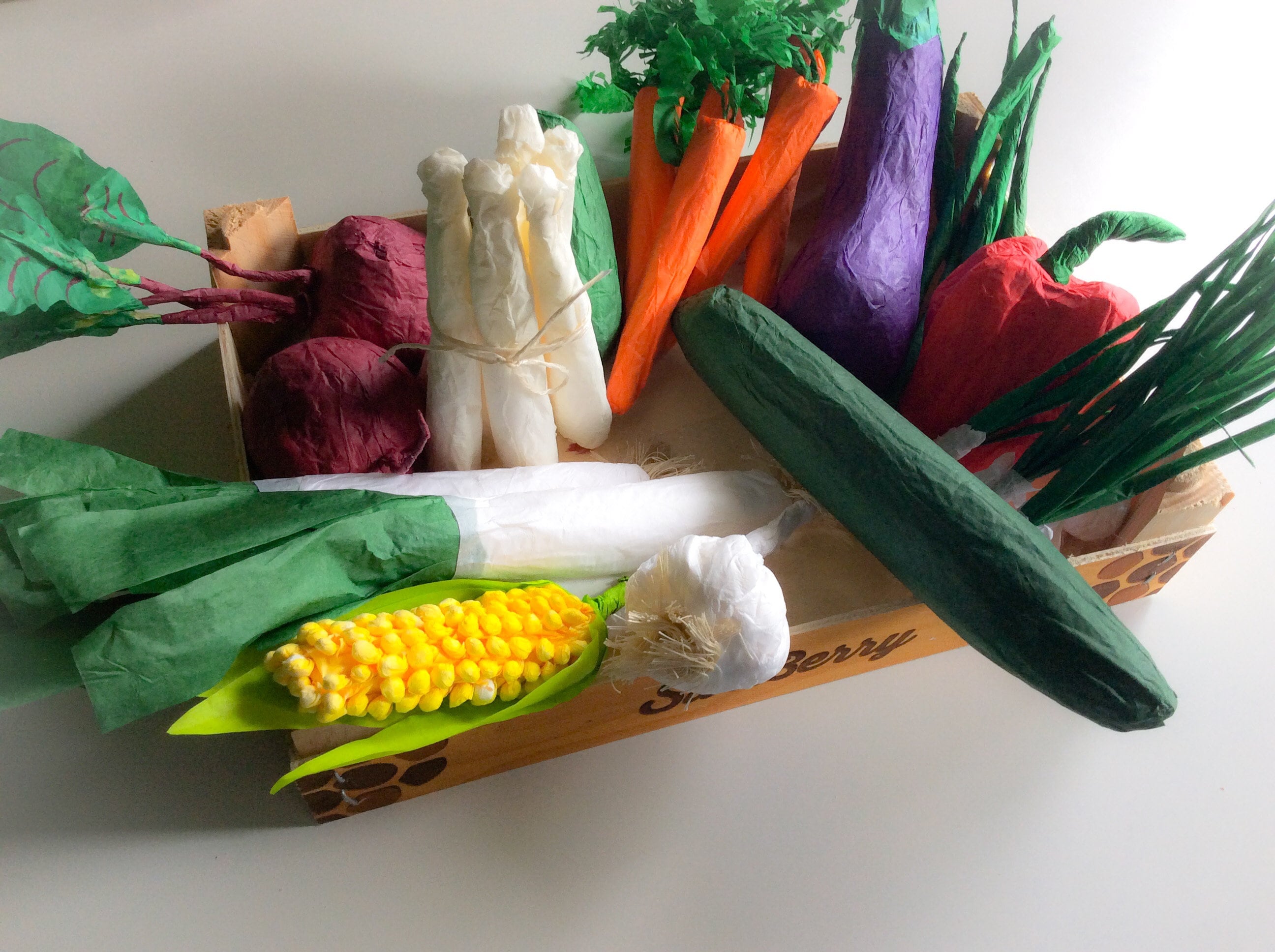 Basket Of Vegetables Hand Made Papers. Nice For The Game & Decor.