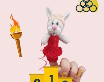 Finger Wool Puppet Bunny Gymnast