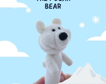 Finger wool puppet Polar Bear.