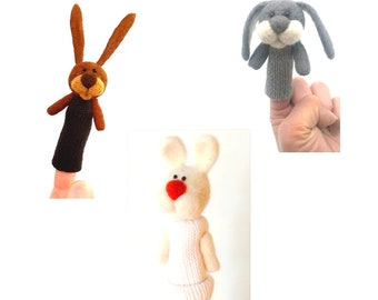 3 littles bunny's. Finger wool puppets