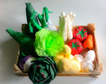 Basket of vegetables hand made of papers. Nice vegetables for the game and Decor.