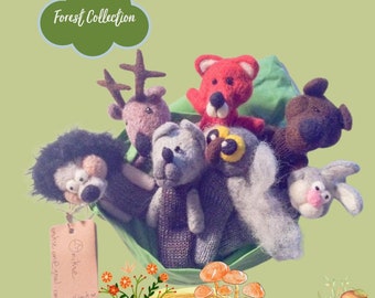 Forest animals - finger wool puppets.