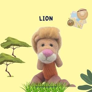 Finger Wool Puppet Lion - Safari Collection